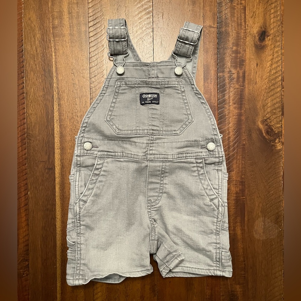 NWOT OshKosh B'gosh Charcoal Kids Shortie Overalls